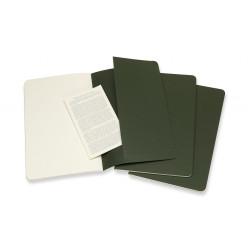 Piezīmju grāmata Moleskine Cahier 13x21cm, baltās lapas, mīkstie vāki, 3 gab., zaļš
