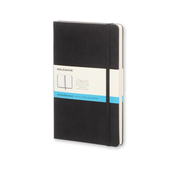 Piezīmju grāmata ar gumiju Moleskine Classic 13x21cm, 192 lapas, punktota, mīkstos vākos, melns