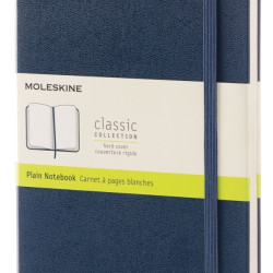 Piezīmju grāmata Moleskine Classic 13x21cm, baltās lapas, cietie vāki, zils