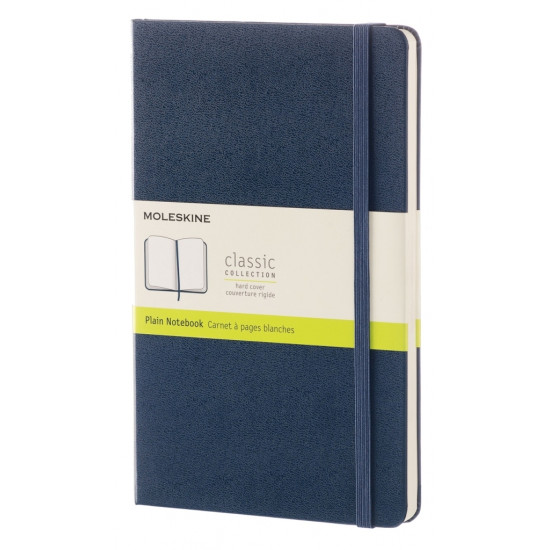 Piezīmju grāmata Moleskine Classic 13x21cm, baltās lapas, cietie vāki, zils