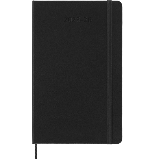 Kalendārs-piezīmju grāmata Moleskine 2025/26, 13x21cm, nedēļa, cieti vāki, melna