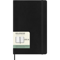 Kalendārs-piezīmju grāmata Moleskine 2025/26, 13x21cm, nedēļa, mīksti vāki, melna