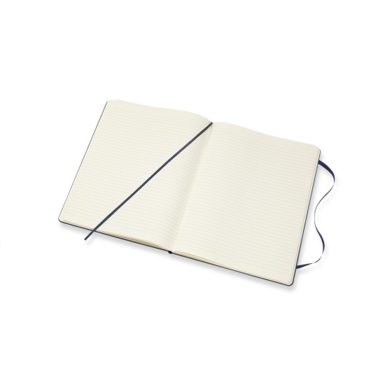 Piezīmju grāmata Moleskine Classic 19x25cm, līniju, cietie vāki, zila