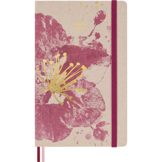 Kalendārs-piezīmju grāmatiņa Moleskine Sakura 2026/27, 18 mēneši 2026/27, 13x21cm, nedēļa, cietie vāki, rozā