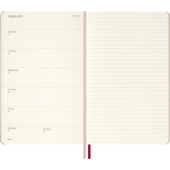Kalendārs-piezīmju grāmatiņa Moleskine Sakura 2026/27, 18 mēneši 2026/27, 13x21cm, nedēļa, cietie vāki, rozā