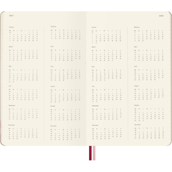 Kalendārs-piezīmju grāmatiņa Moleskine Sakura 2026/27, 18 mēneši 2026/27, 13x21cm, nedēļa, cietie vāki, rozā