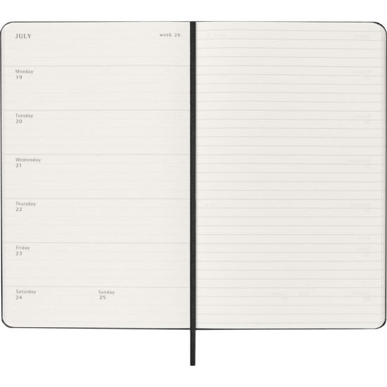 Kalendārs-piezīmju grāmata Moleskine 2026/27 13x21cm, 18 mēneši, nedēļa, cietie vāki, melna