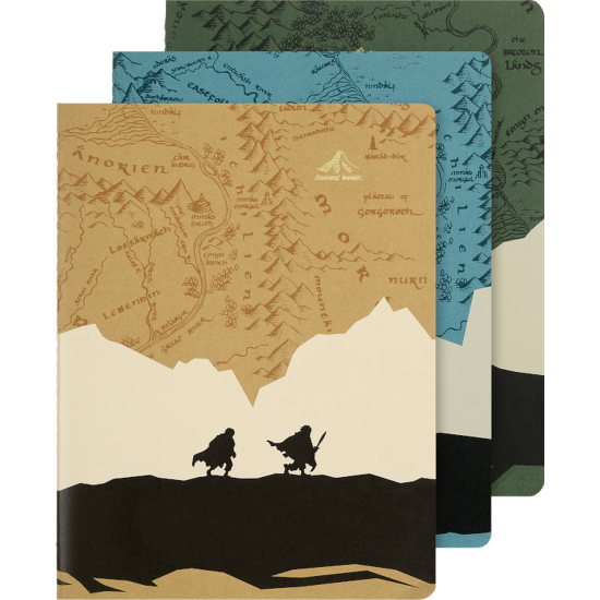 Piezīmju grāmatas Moleskine Lord of the Rings XL 19x25cm, 3gab/iep., līniju, mīkstos vākos