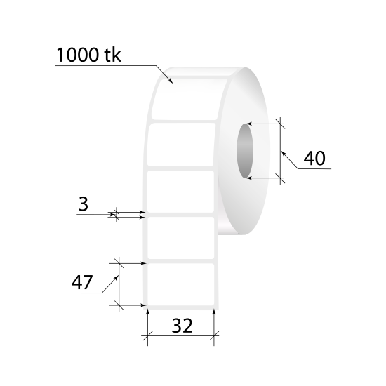 Pašlīmējošas termo uzlīmes 47x32mm, 1000gab
