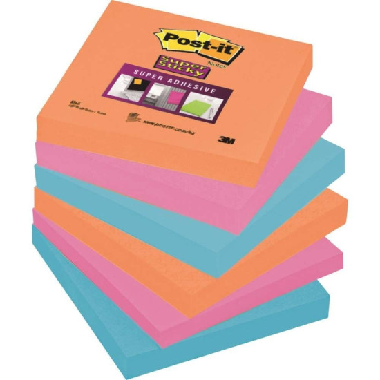 Līmlapiņas 3M Post-It Super Sticky Bangkok 76x76mm, 6x90 lapiņas