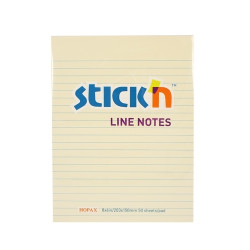 Līmlapiņas StickN 21038 203x150mm, 50 lapas, līniju, pasteļdzeltenas