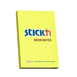 Līmlapiņas StickN 21132 51x76mm, 100 lapiņas, neona dzeltenas