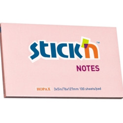 Līmlapiņas StickN 21154 76x127mm, 100 lapiņas, rozā