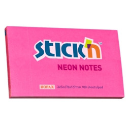 Līmlapiņas StickN 21169 76x127mm, 100 lapiņas, neona tumši rozā