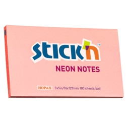 Līmlapiņas StickN 21170 76x127mm, 100 lapiņas, neona rozā