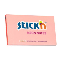 Līmlapiņas StickN 21170 76x127mm, 100 lapiņas, neona rozā
