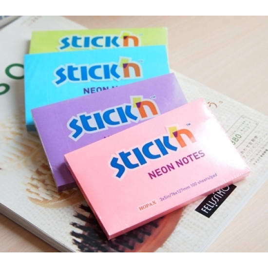 Клейкие заметки Stick'N 21171, неоновый лайм, Высокая видимость