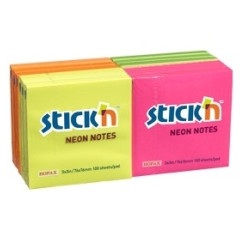 Līmlapiņas StickN 21332 76x76mm, 12x100 lapiņas, 4 neona krāsu asorti