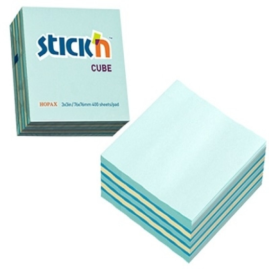 *Līmlapiņu kubs StickN 21340 Two colors, 76x76mm, 400 lapiņas, zilas