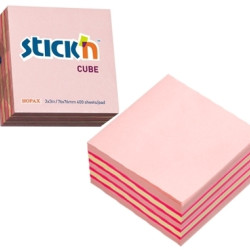 *Līmlapiņu kubs StickN Cube 21341, 76x76mm, 400 lapiņas, rozā