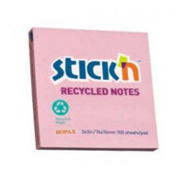*Līmlapiņas StickN 21413 Eco 76x76mm, 100 lapiņas, rozā