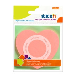 *Līmlapiņas StickN 21545 Pattern adhesiv 70x70mm, 50 lapiņas, sirds forma, rozā