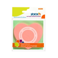 *Līmlapiņas StickN 21545 Pattern adhesiv 70x70mm, 50 lapiņas, sirds forma, rozā