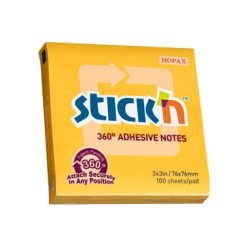 Līmlapiņas StickN 21551 360 adhesive 76x76mm, 100 lapiņas, oranžas
