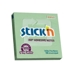 Līmlapiņas StickN 21552 360 adhesive 76x76mm, 100 lapiņas, zaļas
