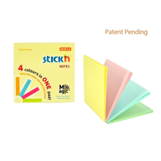 Līmlapiņas StickN Magic pads 21574 76x76mm, 4x25 lapiņas,4 pasteļkrāsu asorti