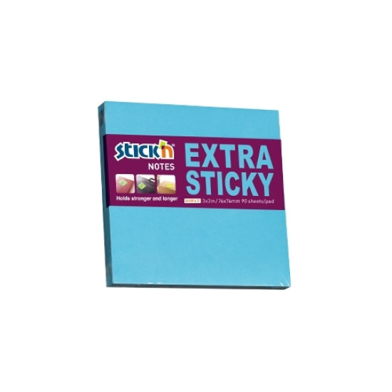 Līmlapiņas StickN 21673 Extra sticky 76x76mm, 90 lapiņas, zila