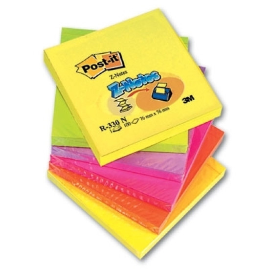 *Līmlapiņas 3M Post-it Super Sticky Z-veida, 76x76mm, 6x90 lapiņas, Neon Rainbow