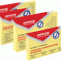 Līmlapiņas OFFICE PRODUCTS 51x76, pasteļdzeltenas