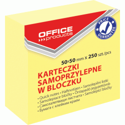 *Līmlapiņu kubs Office Products 50x50mm, 250 lapiņas, dzeltens