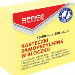 *Līmlapiņu kubs Office Products 50x50mm, 250 lapiņas, dzeltens