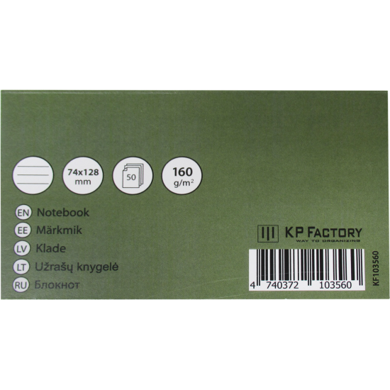 Piezīmju blociņš Charlot 74x128mm,160g/m², līniju, 50 lapas