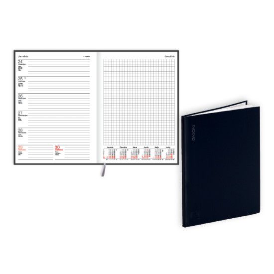 Планировщик Balts Quadro A5, Black, Недельный разворот
