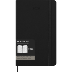 Kalendārs-piezīmju grāmata Moleskine PRO 2026, 13x21cm, nedēļas vertikāls atvērums, cieti vāki, melna