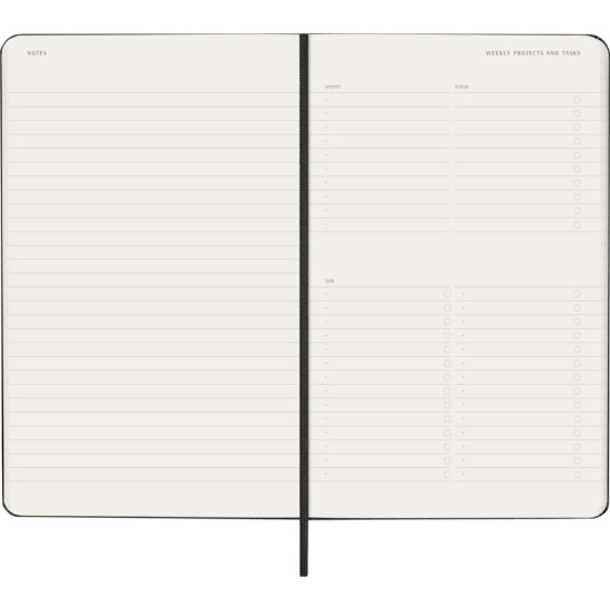 Kalendārs-piezīmju grāmata Moleskine PRO 2026, 13x21cm, nedēļas vertikāls atvērums, cieti vāki, melna