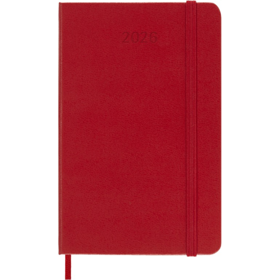 Kalendārs-piezīmju grāmata Moleskine 2026 9x14cm, nedēļa, cieti vāki, sarkans