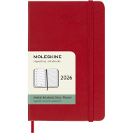 Kalendārs-piezīmju grāmata Moleskine 2026 9x14cm, nedēļa, cieti vāki, sarkans