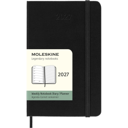 Kalendārs-piezīmju grāmata Moleskine 2027 9x14cm, nedēļs, cietie vāki, melna