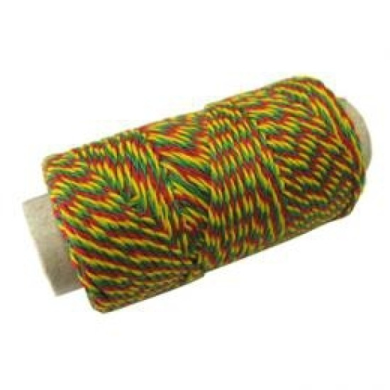 Vīta aukla 35m, 10g, dzeltena/zaļa/sarkana