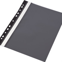 Mape-ātršuvējs PantaPlast A4, ar perforāciju, PVC, melna