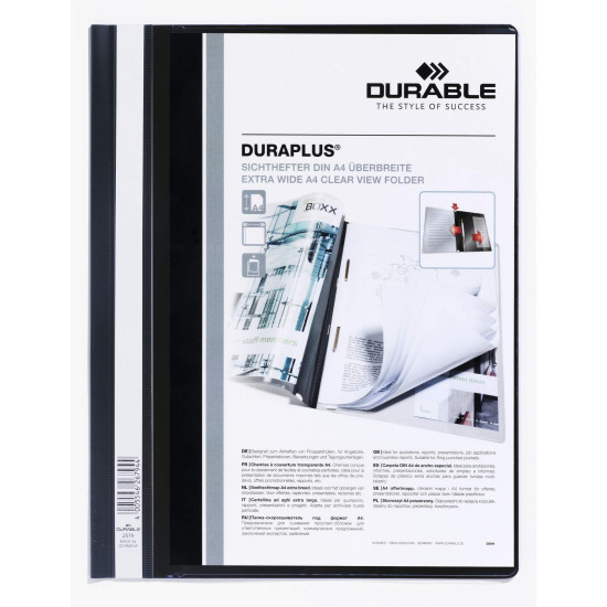 Mape-ātršuvējs Durable Duraplus A4, PVC, melna