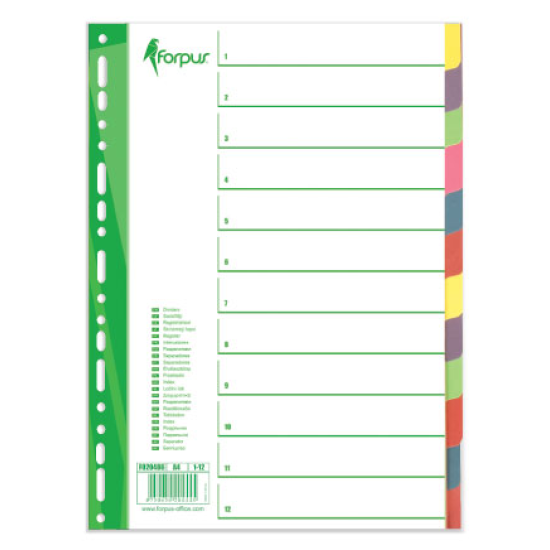 Разделитель документов FORPUS 1-12, Multicolor