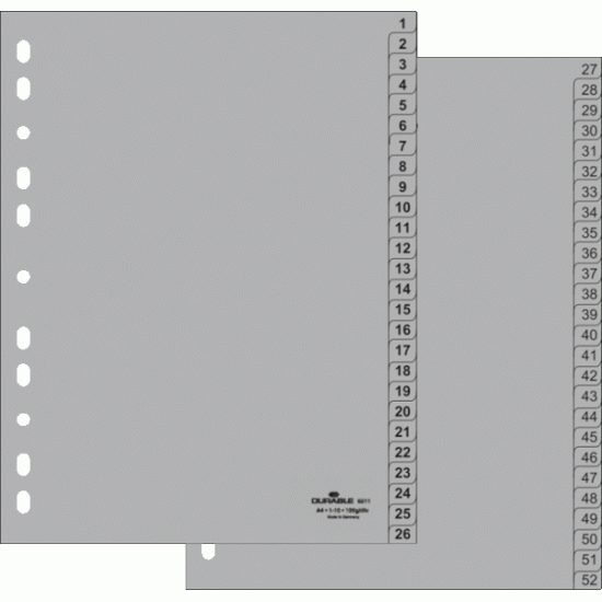 *Plastikāta sadalītāji Durable A4, 1-52