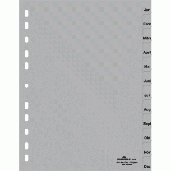 Plastikāta sadalītāji Durable A4, Janvāris-Decembris