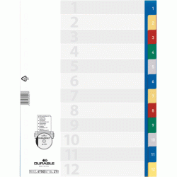 Plastikāta sadalītāji Durable A4, A-Z, krāsaini