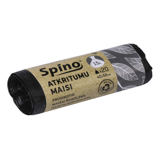 Atkritumu maisi HDPE 40x50cm, 15l, 8mikr., 20gab., melni